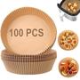Imagem de Kit 100 Unidades Forma Air Fryer Descartável Antiaderente Cozinha Acessórios Redondo 