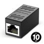Imagem de KIt 10x Adaptador Emenda Rj45 Extensor Cat5 Cat6 Cat7 Rede Ethernet Conector Blindado Cor:Preto