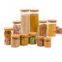 Imagem de Kit 11 potes de vidro com tampa de bambu herméticos redondos - Tüd