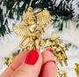 Imagem de Kit 12 Anjos Enfeites De Natal Pendurar C/ 6 peças pratas + 6 douradas