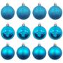 Imagem de Kit 12 Bolas De Natal Mista 5cm Azul Decoração Árvore