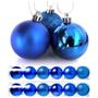 Imagem de Kit 12 Bolas De Natal Mista 8cm Azul  Prata Decoração Árvore