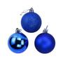 Imagem de Kit 12 Bolas De Natal Mista Azul Escuro 7cm Pendente Árvore Decoração Enfeite