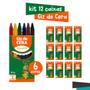 Imagem de  Kit 12 Caixas Giz de Cera C/ 6 Cores 30g Lembrancinha de Festa Escolar Pct/12 Und