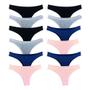Imagem de Kit 12 Calcinhas Fio Dental Algodão Cotton Básica Lisa Lingerie