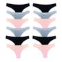 Imagem de Kit 12 Calcinhas Fio Dental Algodão Cotton Básica Lisa Lingerie
