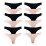 Imagem de Kit 12 Calcinhas Tanga Algodão Cotton Básica Lisa Lingerie