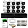 Imagem de Kit 12 Câmeras Intelbras VHD 1230 B Full HD Bullet Visão Noturna de 30 metros IP67 + Dvr Tudo Forte TFHDX 3316 16 Canais App Xmeye + HD 2TB BarraCuda