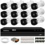 Imagem de Kit 12 Câmeras Intelbras VHL 1120 Bullet HD 720p Visão Noturna 20m IP66 DVR Intelbras MHDX 1216 Full HD 16 Canais