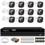 Imagem de Kit 12 Câmeras Tudo Forte Bullet Full HD 1080p, Lente 2.8mm, Visão Noturna 20M, IP66 + DVR Intelbras MHDX 1216 Full HD 16 Canais