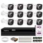 Imagem de Kit 12 Câmeras Tudo Forte Bullet Full HD 1080p, Lente 3.6mm, Visão Noturna 20M, IP66 + DVR Intelbras MHDX 1216 Full HD 16 Canais Multi HD + HD Purple