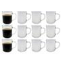 Imagem de Kit 12 Caneca Xicara Copo De Vidro Transparente Café Chá Cappuccino Alça Nespresso 250ml