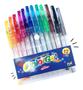 Imagem de Kit 12 canetas esferográficas coloridas tinta gel glitter papelaria.