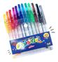 Imagem de Kit 12 canetas esferográficas coloridas tinta gel glitter papelaria prático