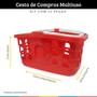 Imagem de Kit 12 Cestas de Compras Cestinha Mercado Multiuso Vermelha