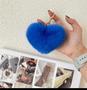 Imagem de Kit 12 chaveiros coração pompom macio pelucia 11cm acessório