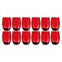 Imagem de Kit 12 Copos California Redondo Vidro Vermelho Mesa 450ml