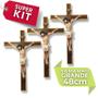 Imagem de Kit 12 Cruz Crucifixo De Parede Madeira 48cm Atacado Revenda