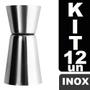 Imagem de Kit 12 Dosador Medidor Bebidas Inox 60 e 30ml Coquetel Drink