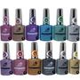 Imagem de Kit 12 Esmaltes Gel Uv  Refletivo Glitter Manicure 12 Ml Gb