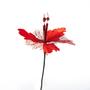Imagem de Kit 12 Flor Vermelha Decoração Natal Artificial Glitter 29cm