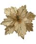 Imagem de Kit 12 Flores Artificial Madeira Glitter Dourado Natal 25cm