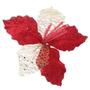 Imagem de Kit 12 Flores Vermelhas Com Cabo Artificial Decoração De Natal Com Glitter 22cm