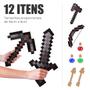 Imagem de Kit 12 Itens Pixel Netherite Espada Picareta