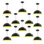 Imagem de Kit 12 Luminária Pendente Meia Lua 34cm Com Interior Amarelo Com Fiação 110/220v