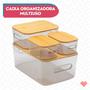 Imagem de Kit 12 Organizadores Multiuso Porta Alimentos e Objetos Tampa Bambu