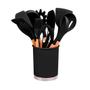 Imagem de Kit 12 Pcs Talheres Em Silicone Com Cabo Madeira