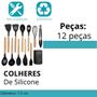 Imagem de Kit 12 Peças Utensílios de Cozinha Silicone e Cabo de Madeira