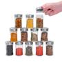 Imagem de Kit 12 Porta temperos com tampa giratória inox e vidro 90ml - Mozcada