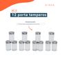 Imagem de Kit 12 Porta temperos com tampa giratória inox e vidro 90ml - Mozcada