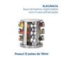 Imagem de Kit 12 Porta Temperos Suporte Giratório Redondo Inox 110ml