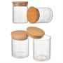 Imagem de Kit 12 Potes de Vidro com Tampa de Bambu 200ml c/Estojo, Etiquetas e Canetinha