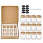 Imagem de Kit 12 Potes de Vidro com Tampa de Bambu 200ml c/Estojo, Etiquetas e Canetinha