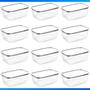 Imagem de Kit 12 Potes Plásticos Retangular Com Tampa, Jogo Pote BPA Free. Conjunto Potinhos Fitness