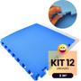 Imagem de Kit 12 Tapete Infantil EVA Placas Peça Estilo Piso Tatame 50x50cm 10mm (3 m²) Emborrachado Crianças Bebes Exercícios c/ Encaixe + Bordas Acabamento