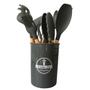 Imagem de Kit 12 Utensílios Cozinha Silicone Bambu Resistente Cores