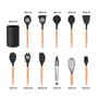 Imagem de Kit 12 Utensílios Cozinha Silicone Bambu Resistente Cores