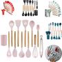 Imagem de Kit 12 Utensílios De Cozinha Com Cabo De Made E Silicone