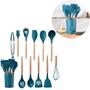 Imagem de Kit 12 Utensílios de Cozinha Silicone e Cabo de Madeira Original e Resistente