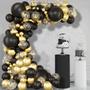 Imagem de Kit 120 Balões+Bomba  Preto Ouro Arco Metalizado Gold Bexiga Dourado P/ Festa Decoração Aniversario 6" 8" 10" Polegadas Ouro