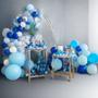 Imagem de Kit 125 Balões Bexigas Azul Claro + Escuro + Azul Metalizado - Balão Bexiga Liso/Cromado Festas e Aniversários