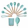 Imagem de Kit 13 Utensílios De Cozinha Silicone Cabo Madeira