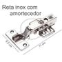 Imagem de Kit 14 Dobradiças Reta Inox Amortecedor 35mm Portas Armários