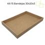 Imagem de Kit 15 Bandejas Decorativas Organizadoras em MDF com Pegador 30x20x3