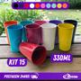 Imagem de KIT 15 Copos Coloridos Plástico Unidade 330ML - Long Neck - Ideal para Festas, Eventos e Personalização - Variedade de Cores Disponíveis para Personalização Criativa Cores: Preto, Branco, Vermelho, Rosa, Amarelo, Laranja, Azul, Verde, Lilás - ArtVida