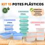 Imagem de Kit 15 Potes Vasilhas Plásticas C/ Tampa Pequena Marmita